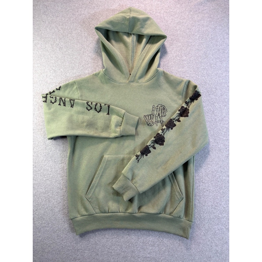 Fresh‎ Laundry Los Angeles Skeleton Rose Graphic Hoodie Sage Green Mens Medium